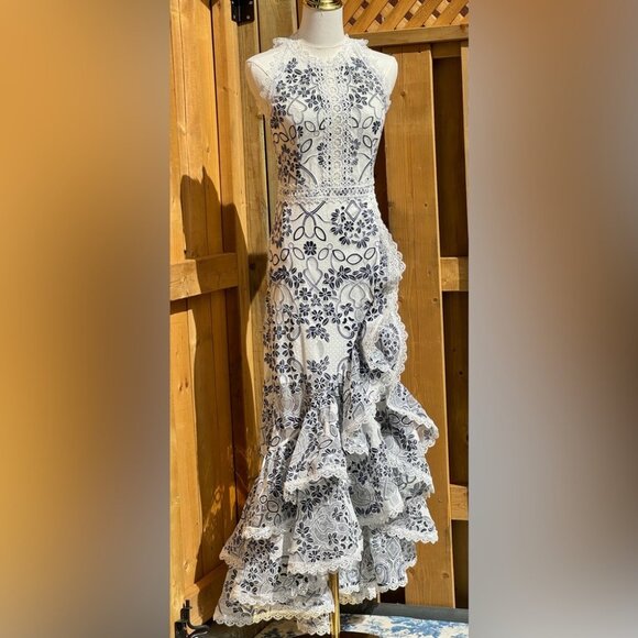 🆕 BRONX & BANCO 🧿 NWOT Santorini Fluted Hem Maxi Dress, Sz S / US 4 - Picture 11 of 17